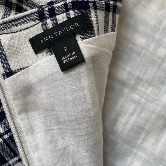 Ann Taylor Plaid Tie Waist Flare Midi Dress - Picture 5 of 7